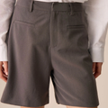 Solid Wide‑Leg Knee‑Length Office Shorts With Functional Pockets