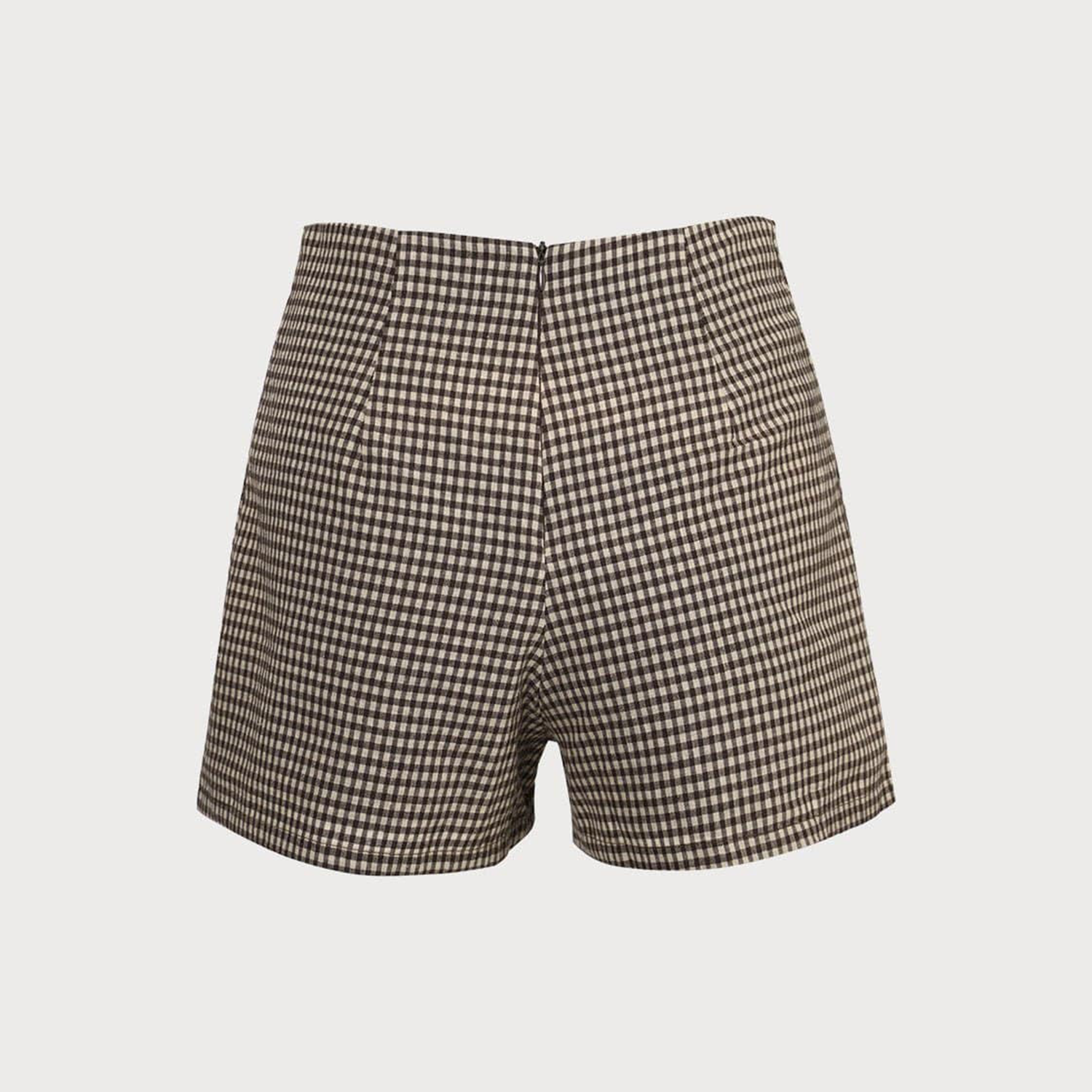 High‑Waisted Gingham Plaid Casual Shorts With Zipper Closure